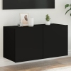 Mueble de TV de pared con luces LED negro 80x35x41 cm