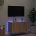 Mueble de TV de pared con luces LED roble Sonoma 80x35x41 cm