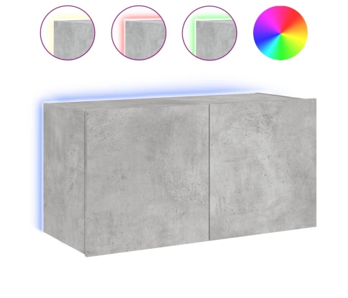 vidaXL Mueble de TV de pared con luces LED gris hormigón 80x35x41 cm