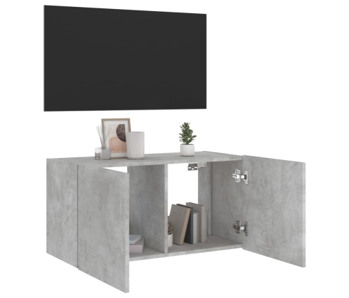 vidaXL Mueble de TV de pared con luces LED gris hormigón 80x35x41 cm