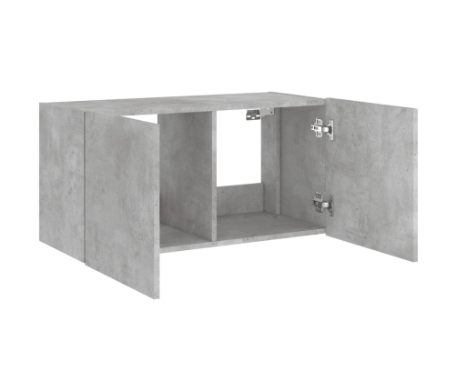 Mueble de TV de pared con luces LED gris hormigón 80x35x41 cm