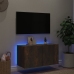 Mueble de TV de pared con luces LED roble ahumado 80x35x41 cm