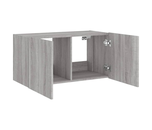 Mueble de TV de pared con luces LED gris Sonoma 80x35x41 cm