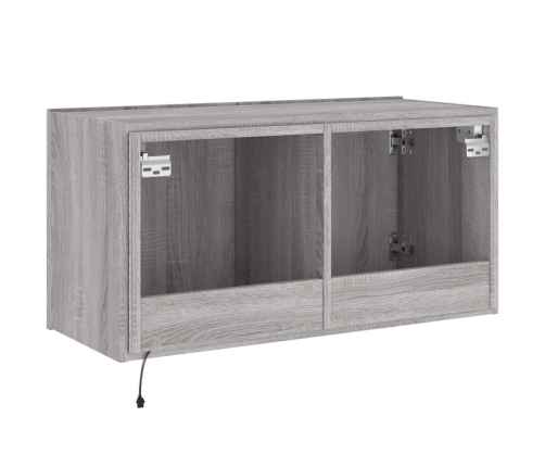 Mueble de TV de pared con luces LED gris Sonoma 80x35x41 cm