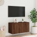 Mueble de TV de pared con luces LED marrón roble 80x35x41 cm