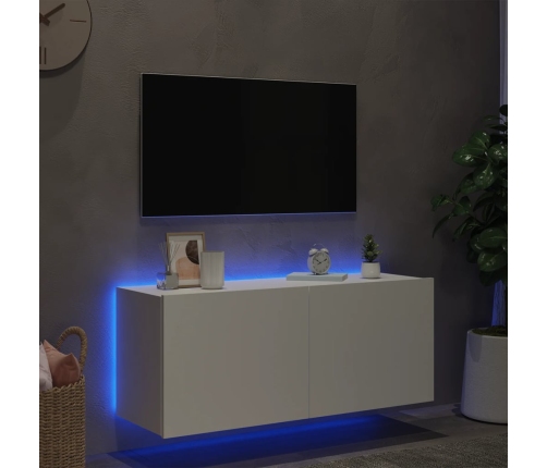 Mueble de TV de pared con luces LED blanco 100x35x41 cm