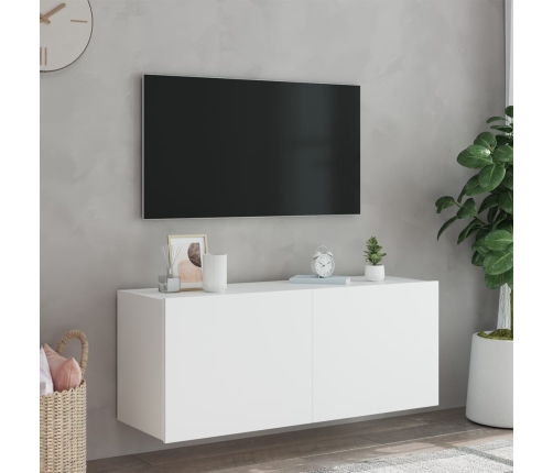 Mueble de TV de pared con luces LED blanco 100x35x41 cm