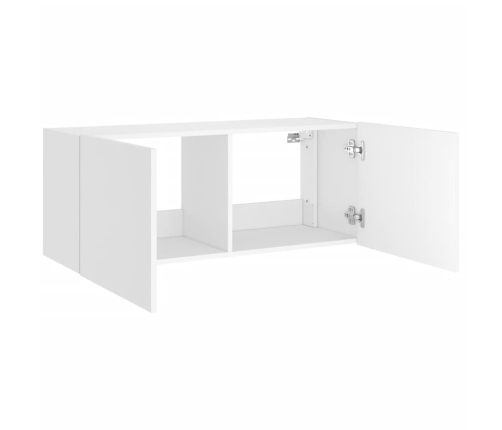 Mueble de TV de pared con luces LED blanco 100x35x41 cm