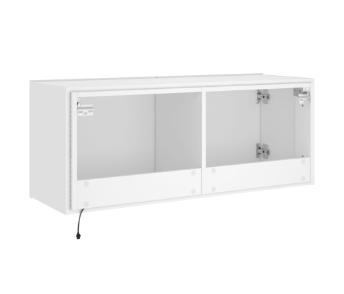 Mueble de TV de pared con luces LED blanco 100x35x41 cm