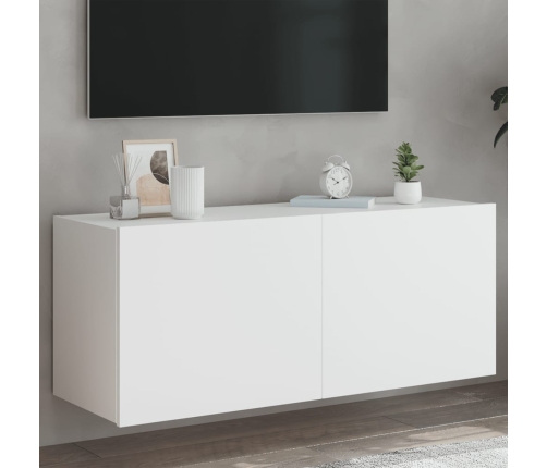 Mueble de TV de pared con luces LED blanco 100x35x41 cm