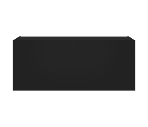 Mueble de TV de pared con luces LED negro 100x35x41 cm