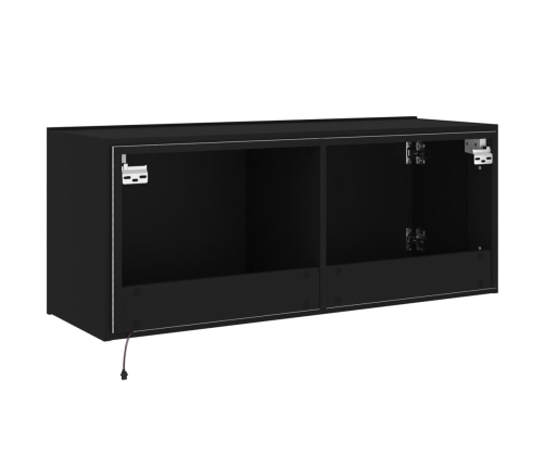 Mueble de TV de pared con luces LED negro 100x35x41 cm