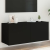 Mueble de TV de pared con luces LED negro 100x35x41 cm