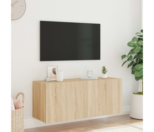 vidaXL Mueble de TV de pared con luces LED roble Sonoma 100x35x41 cm