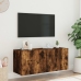 Mueble de TV de pared con luces LED roble ahumado 100x35x41 cm