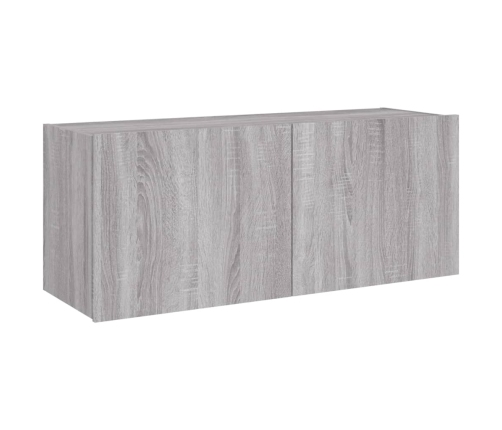 Mueble de TV de pared con luces LED gris Sonoma 100x35x41 cm