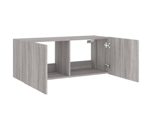 Mueble de TV de pared con luces LED gris Sonoma 100x35x41 cm