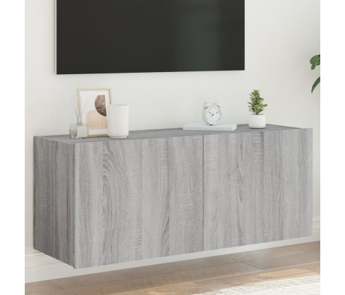 Mueble de TV de pared con luces LED gris Sonoma 100x35x41 cm