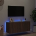 Mueble de TV de pared con luces LED marrón roble 100x35x41 cm