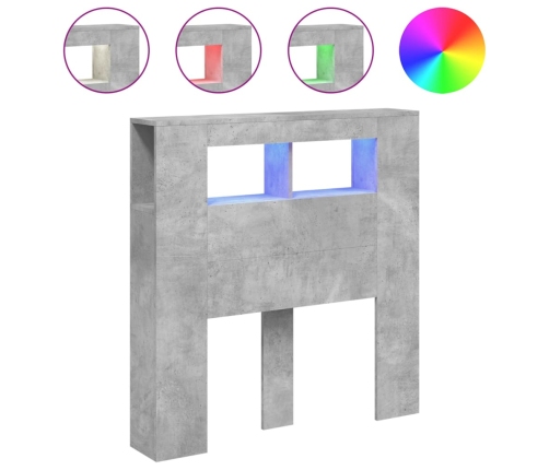 Cabecero LED madera ingeniería gris hormigón 100x18,5x103,5 cm