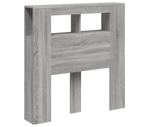 Cabecero LED madera ingeniería gris Sonoma 100x18,5x103,5 cm