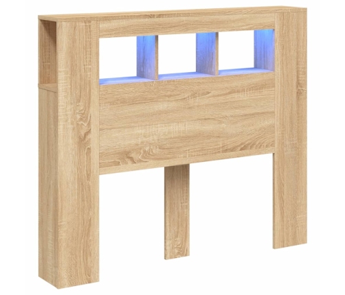 Cabecero LED madera ingeniería roble Sonoma 120x18,5x103,5 cm