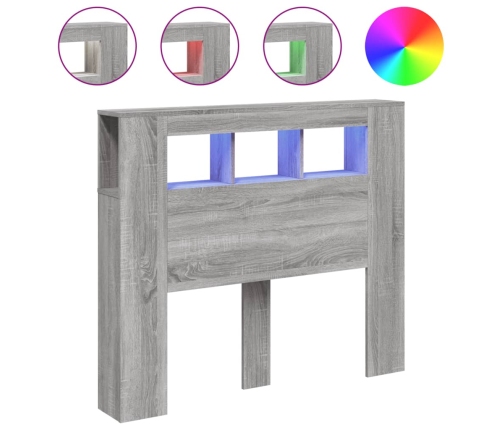 Cabecero LED madera ingeniería gris Sonoma 120x18,5x103,5 cm