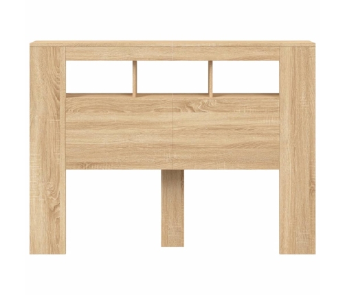 vidaXL Cabecero LED madera ingeniería roble Sonoma 140x18,5x103,5 cm