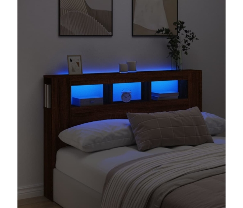 Cabecero LED madera ingeniería marrón roble 160x18,5x103,5 cm