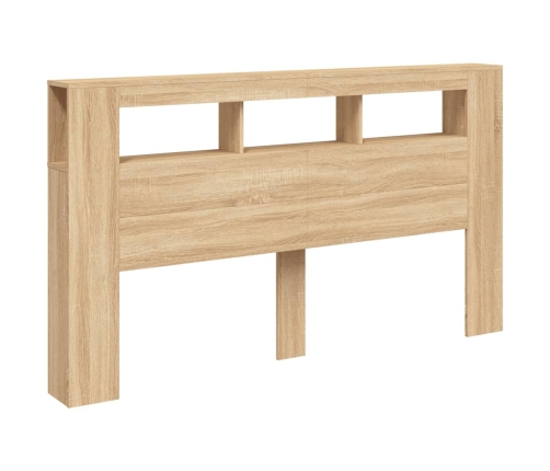 Cabecero LED madera ingeniería roble Sonoma 180x18,5x103,5 cm