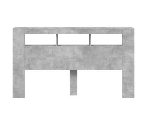 Cabecero LED madera ingeniería gris hormigón 180x18,5x103,5 cm