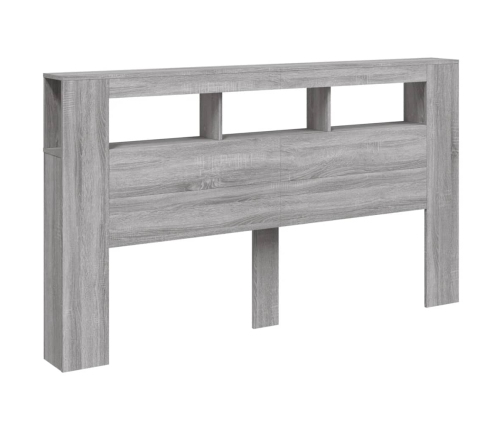 Cabecero LED madera ingeniería gris Sonoma 180x18,5x103,5 cm