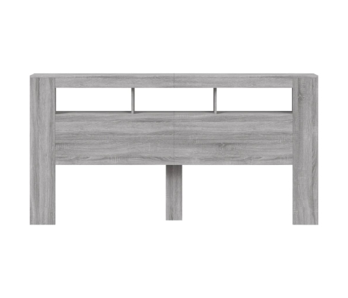 Cabecero LED madera ingeniería gris Sonoma 200x18,5x103,5 cm