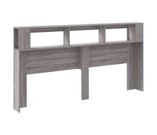 Cabecero LED madera ingeniería gris Sonoma 200x18,5x103,5 cm