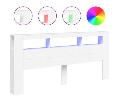 Cabecero con LED madera de ingeniería blanco 220x18,5x103,5 cm