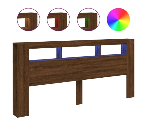 Cabecero LED madera ingeniería roble marrón 220x18,5x103,5 cm