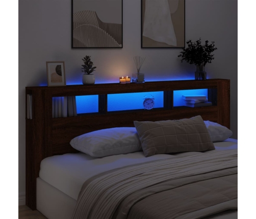 Cabecero LED madera ingeniería roble marrón 220x18,5x103,5 cm