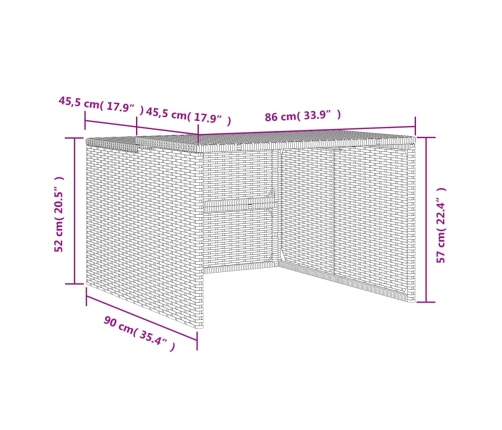 Caseta robot cortacésped ratán sintético marrón 86x90x52/57 cm