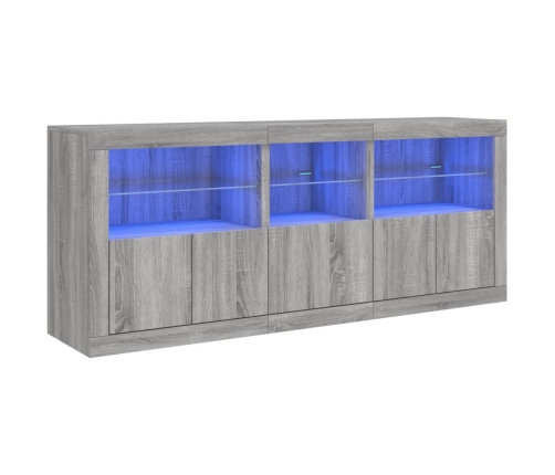 Aparador con luces LED gris Sonoma 162x37x67 cm