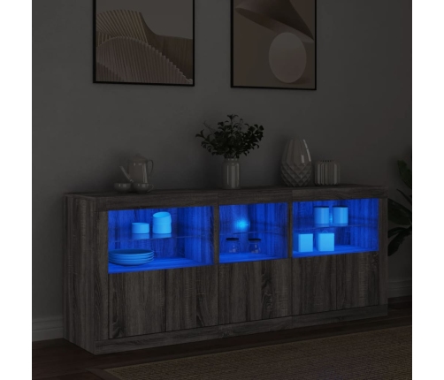 Aparador con luces LED gris Sonoma 162x37x67 cm