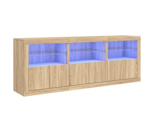 Aparador con luces LED roble Sonoma 181,5x37x67 cm