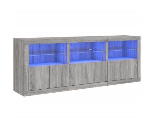 Aparador con luces LED gris Sonoma 181,5x37x67 cm