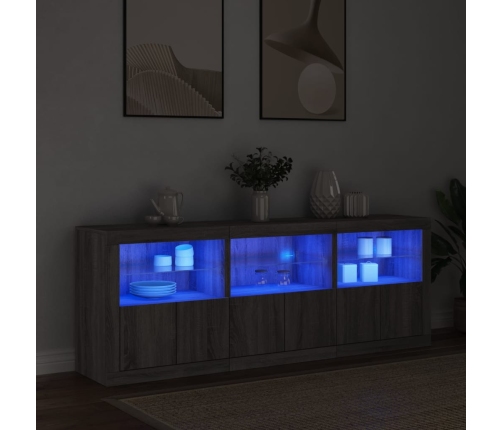 Aparador con luces LED gris Sonoma 181,5x37x67 cm