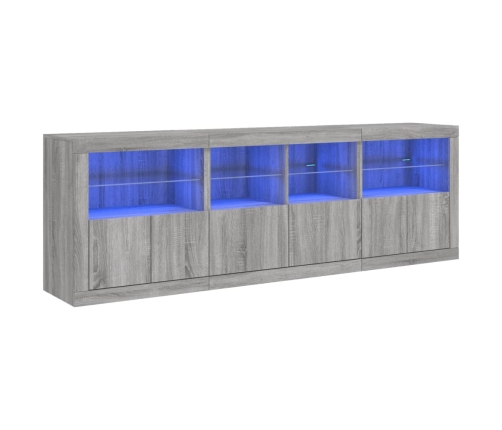 Aparador con luces LED gris Sonoma 202x37x67 cm