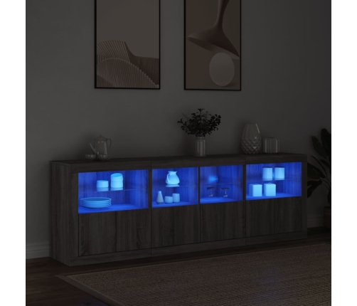 Aparador con luces LED gris Sonoma 202x37x67 cm