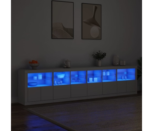 Aparador con luces LED blanco 283x37x67 cm