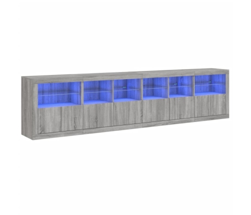 Aparador con luces LED gris Sonoma 283x37x67 cm