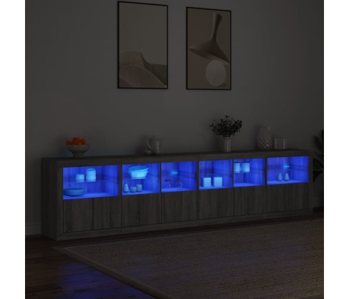 Aparador con luces LED gris Sonoma 283x37x67 cm