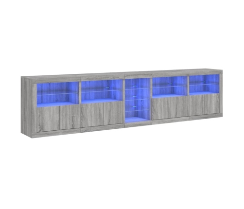 Aparador con luces LED gris Sonoma 283x37x67 cm