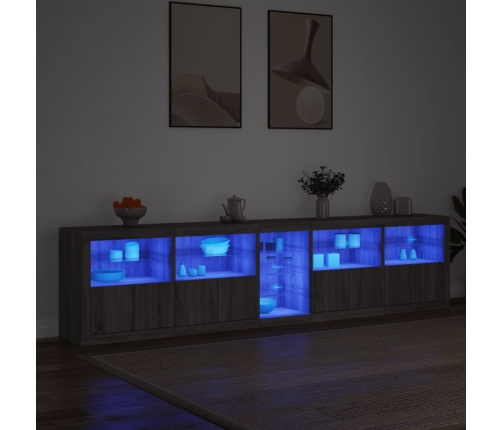 Aparador con luces LED gris Sonoma 283x37x67 cm